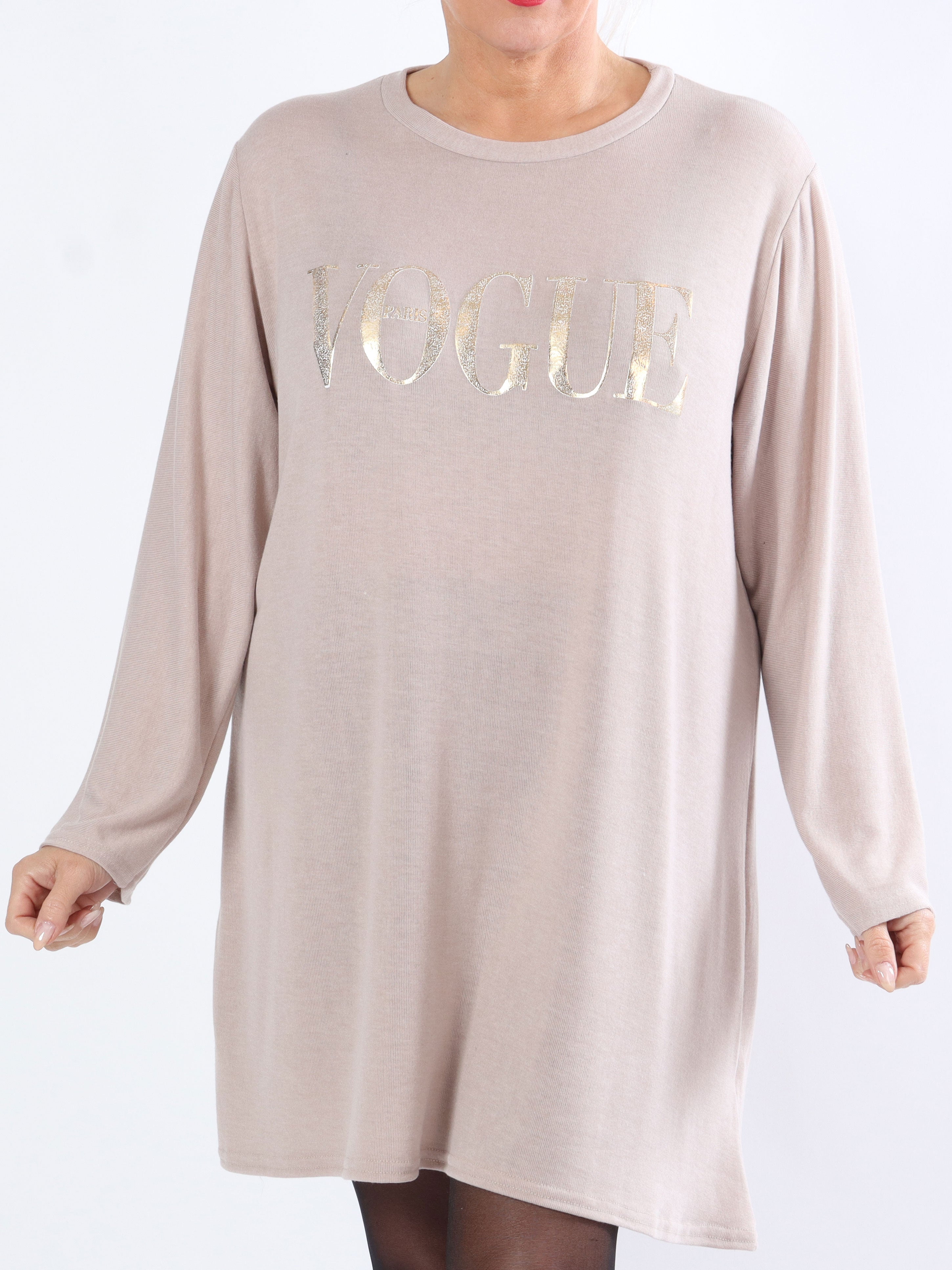 Nerea - Lätt plus size-stickning med skrift - Beige